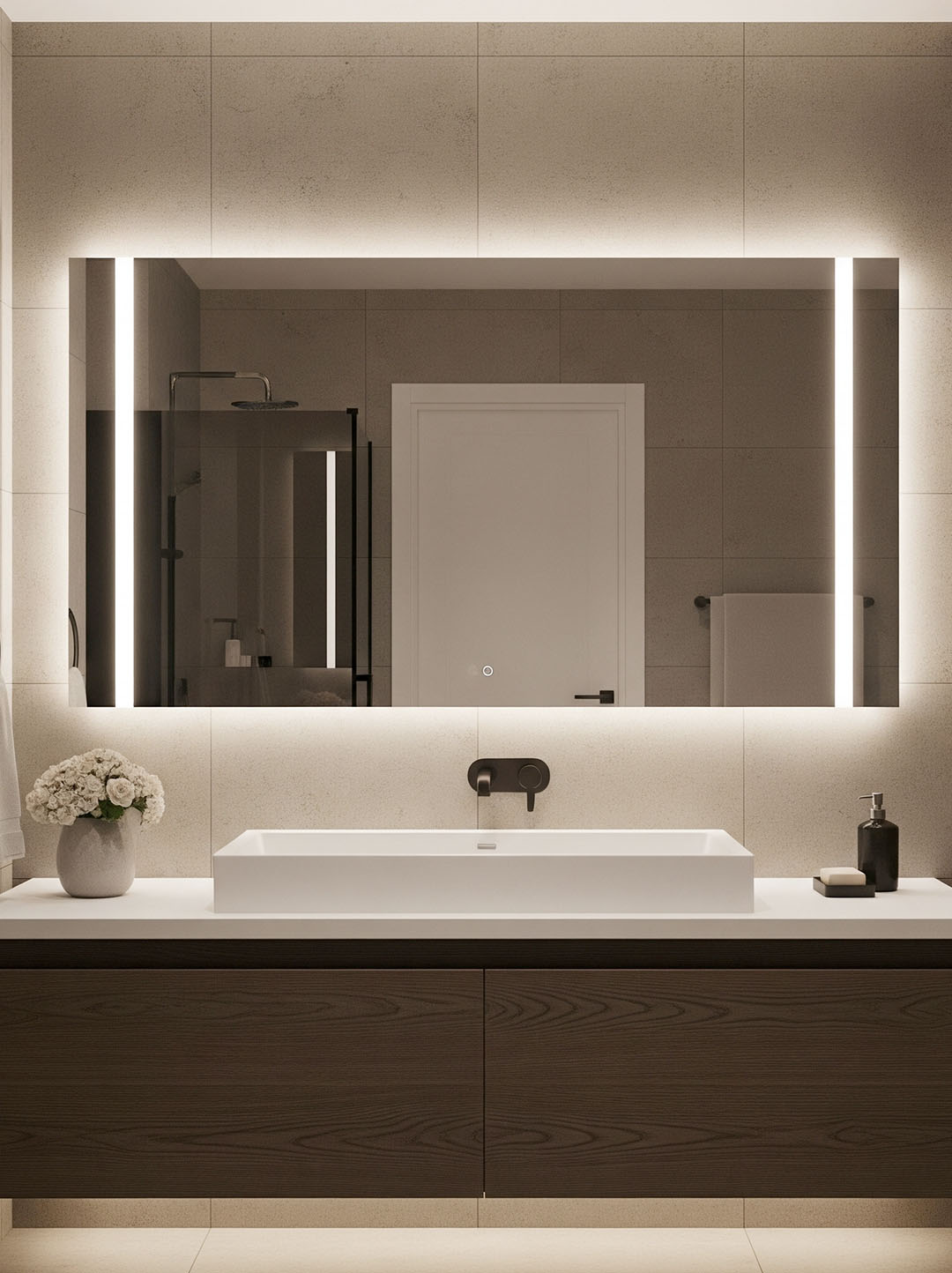 Iluminação para lavabo com perfil