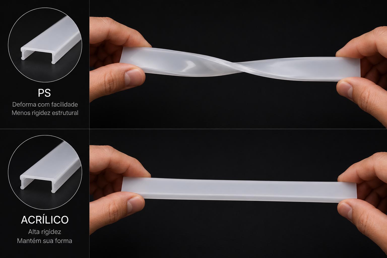 Perfil de LED com Difusor de Acrílico: por que ele é superior aos difusores de PS? 2 Prolinea iluminação - Perfil de LED com Difusor de Acrílico: por que ele é superior aos difusores de PS?