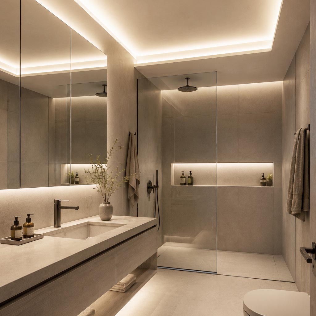Iluminação para Banheiro com Perfil de Led Tabica - Prolinea