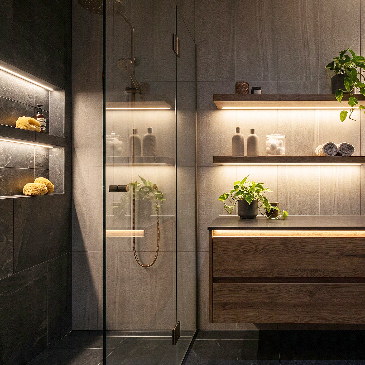 Iluminação para Banheiro com Perfil de Led na marcenaria - Prolinea